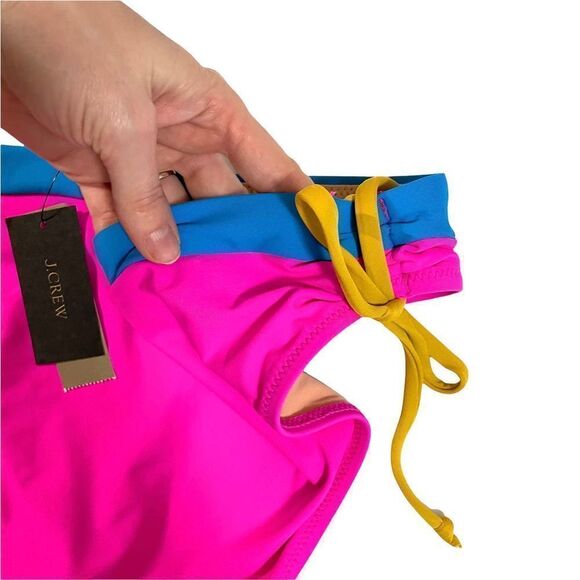 NEW‎ J. Crew Colorblock surf hipster bikini bottom Size M neon pink blue - Picture 6 of 8